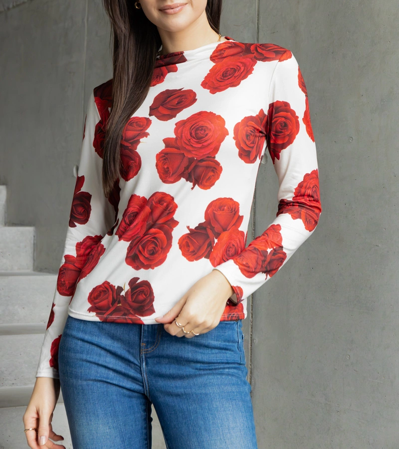 Bluză bej decorată cu imprimeu Amaya