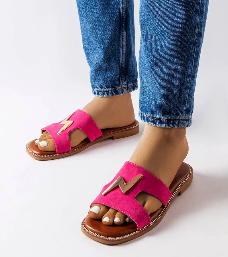 Șlapi plat roz Leyra