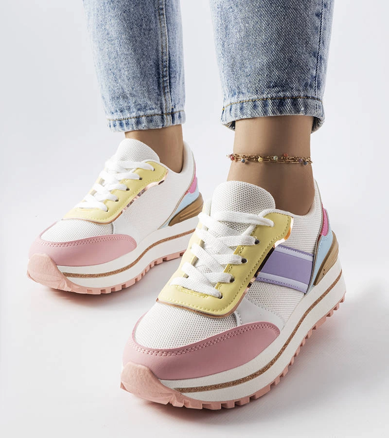 Adidași roz cu inserții cu sclipici Lang