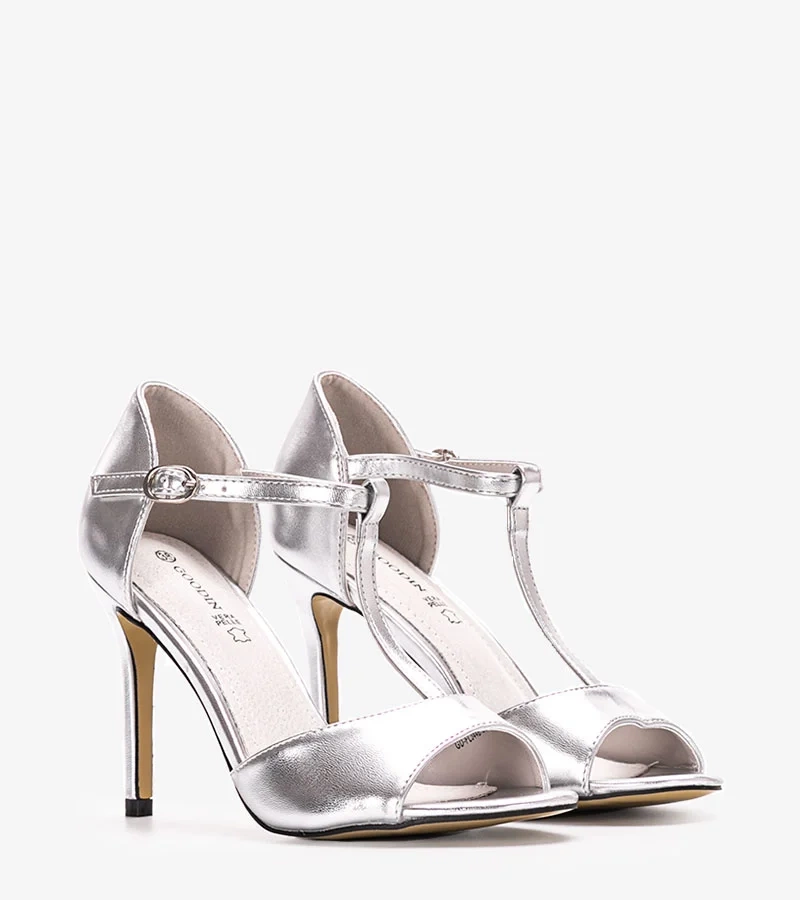 Sandale stiletto argintii Munger