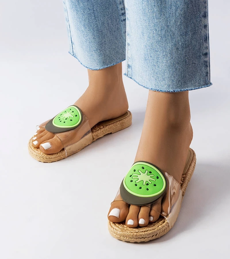 Flip-flops transparenți cu ornament Foddie