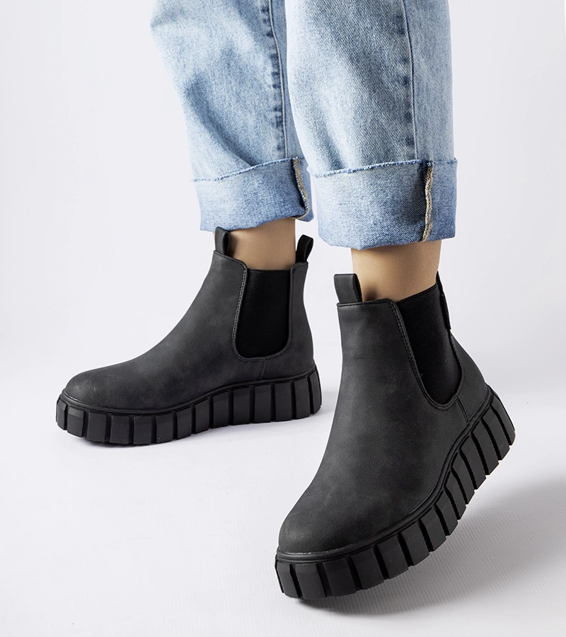 Botine negre cu inserții Big Star MM274324