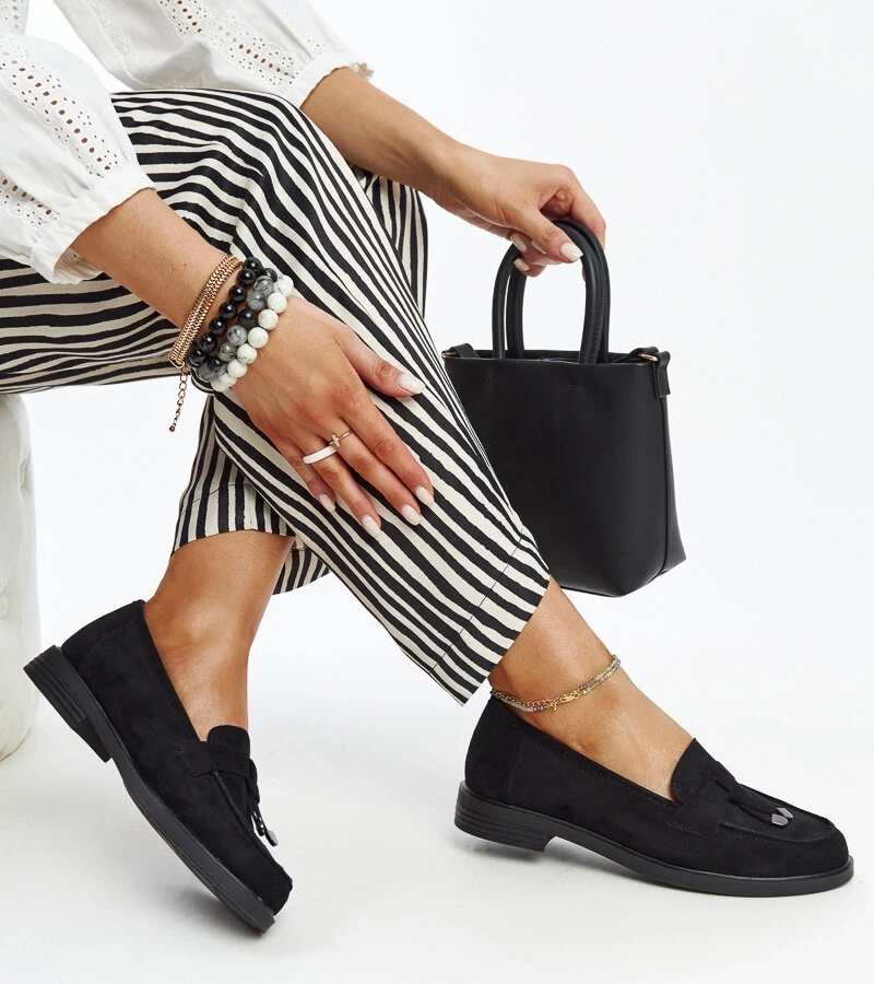 Mocasini de daim negri VINCEZA