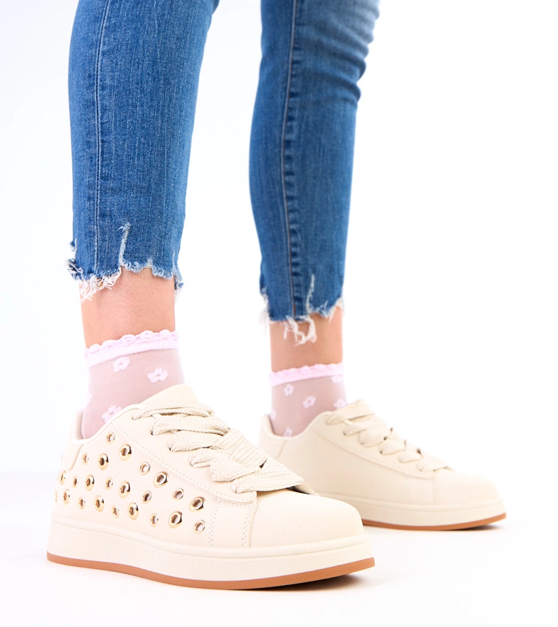 Adidași bej pe platformă cu ținte Adelis