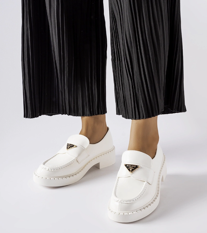 Mocasini albi pentru femei Milne