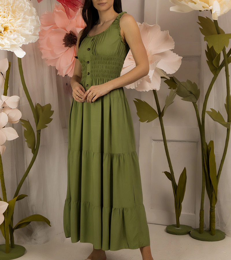 Rochie verde cu pliuri Atiye