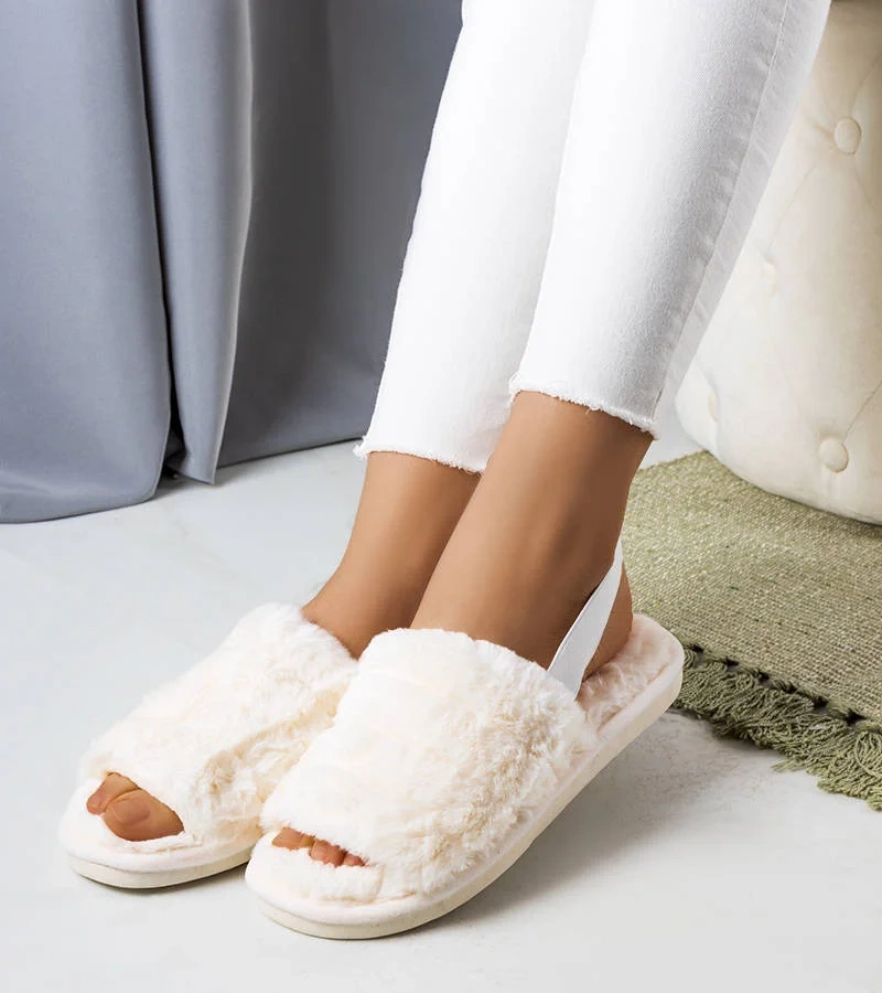 Papuci de casă albi Lolita