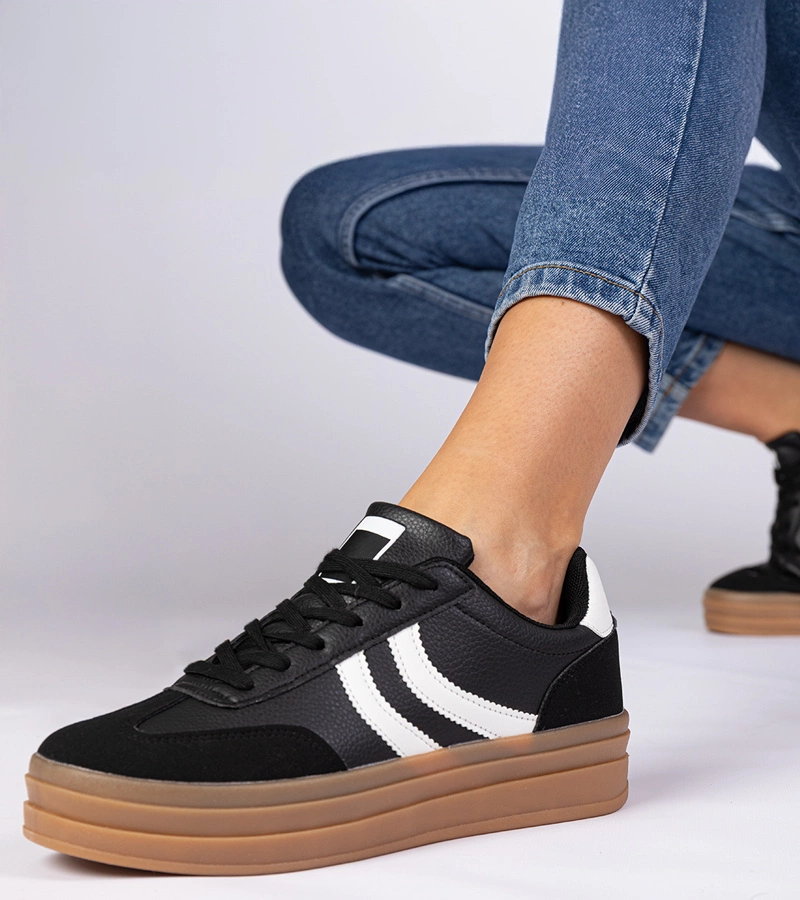 Adidași negri de damă pe platformă Melly