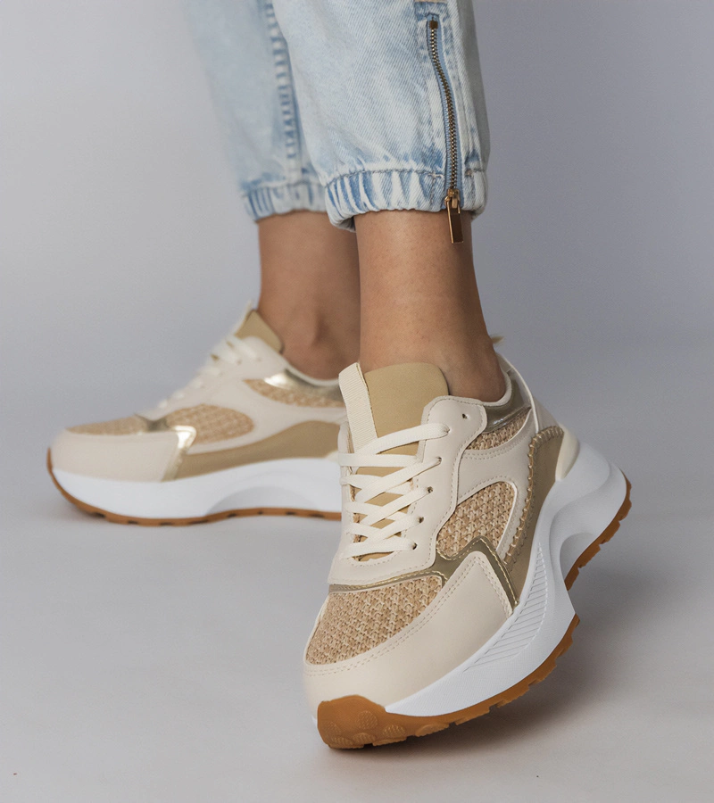 Adidași sport bej cu inserție împletită Berlisa