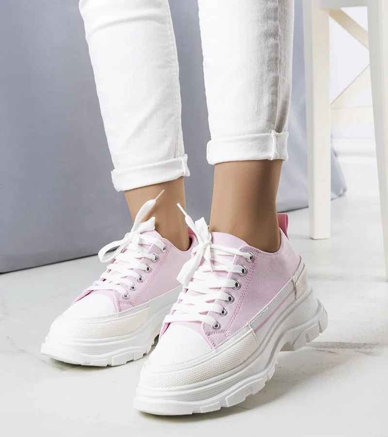 Pantofi sport cu platformă înaltă roz Lavaris