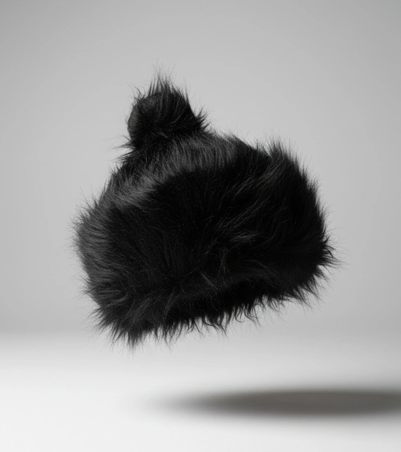 Căciulă neagră cu pompon Leola