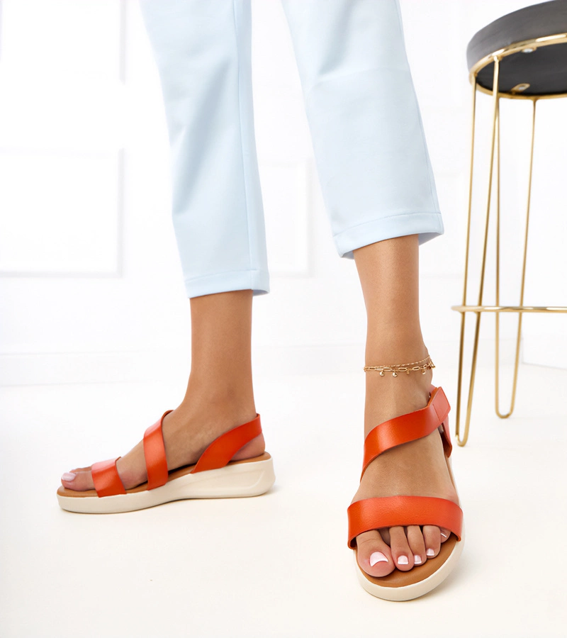 Sandale portocalii cu platformă joasă Verkado