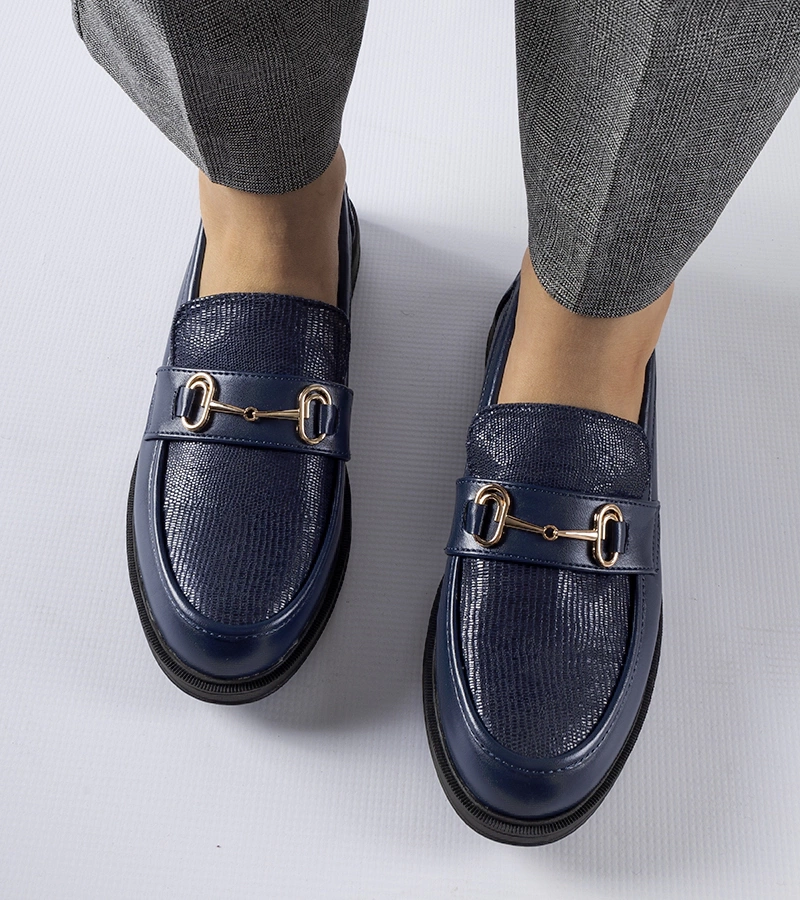 Mocasini albaștri cu cataramă Gennaro