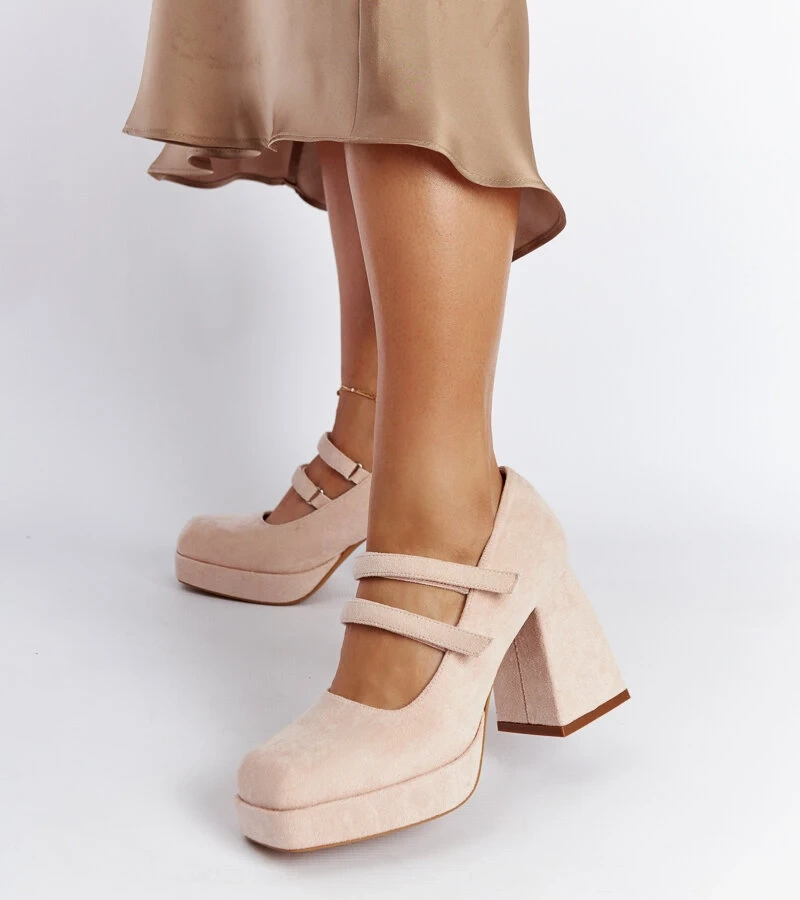 Pantofi stiletto roz deschis masivi Cher