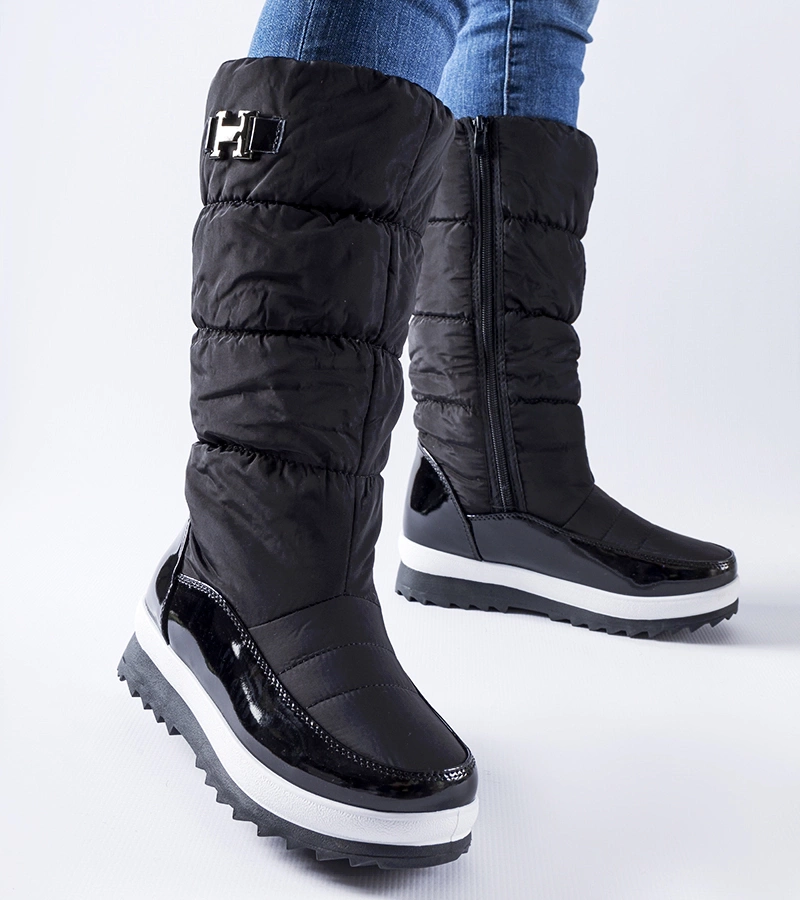 Ghete înalte căptușite pentru zăpadă Canneto negre