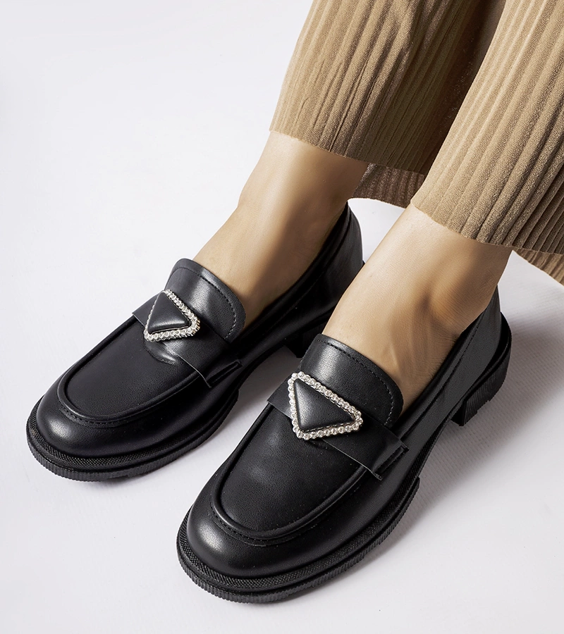 Mocasini negri împodobiți cu zirconii Marsilius