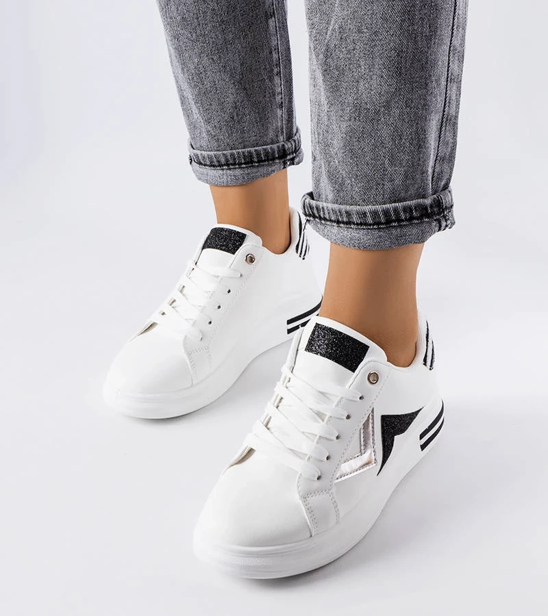 Adidași cu platformă Monty alb-negru și alb