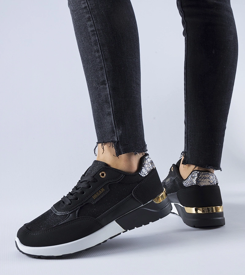 Pantofi sport negri cu sclipici Roganzuolo