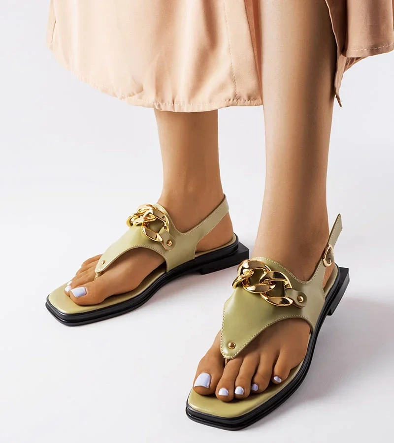 Mali sandale cu lanț verde - sandale japoneze