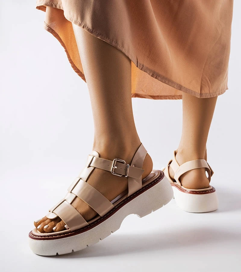 Sandale cu platformă bej Lola