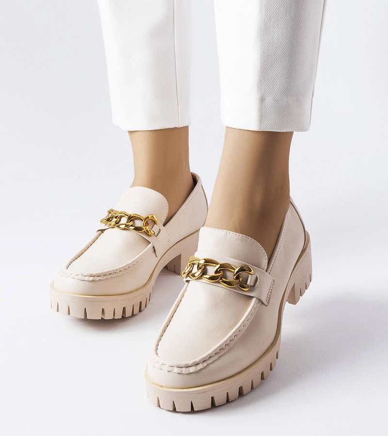 Mocasini bej pe talpă de tractor de Faiz