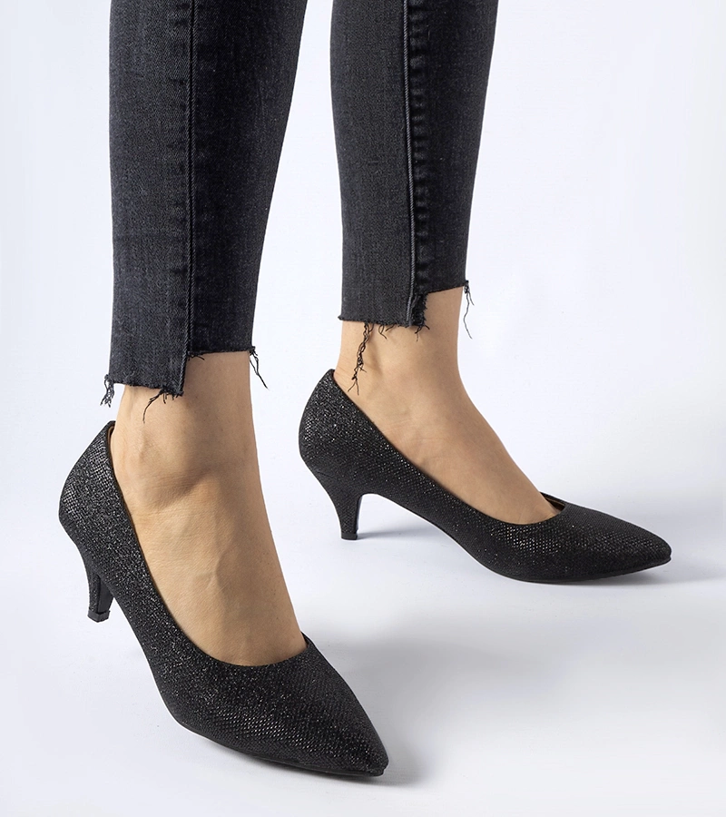 Pantofi negri cu broderie scăzută Pescara