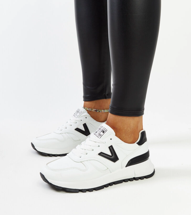 Sneakers albi cu talpa mai groasă Cettina