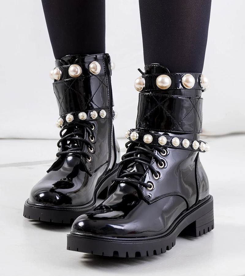 Cizme negre peep-toe de la Bredon