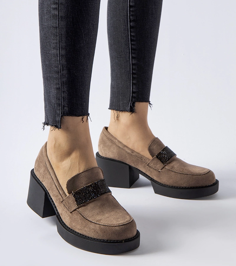 Mocasini maro cu toc gros Harrisburg