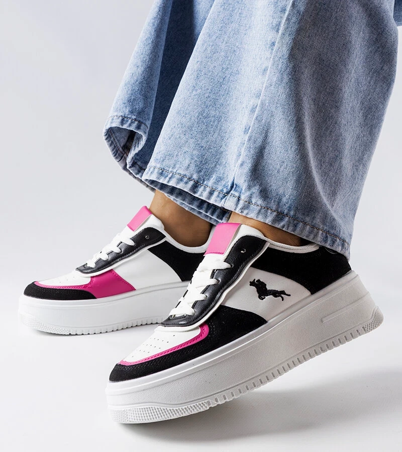 Adidași cu platformă neagră și roz Gidle