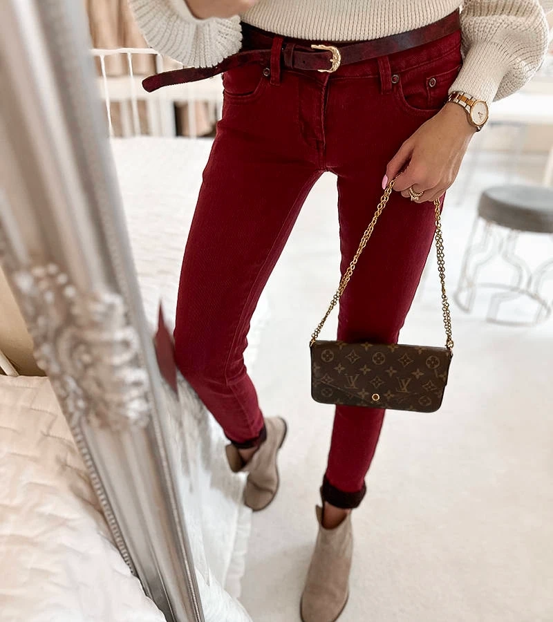 Pantaloni roșii cu talie elastică de la Rocher