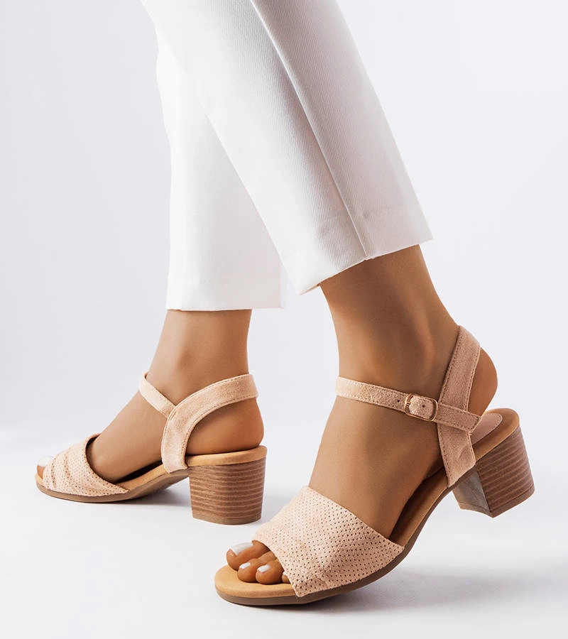 Sandale stiletto joase Broom bej