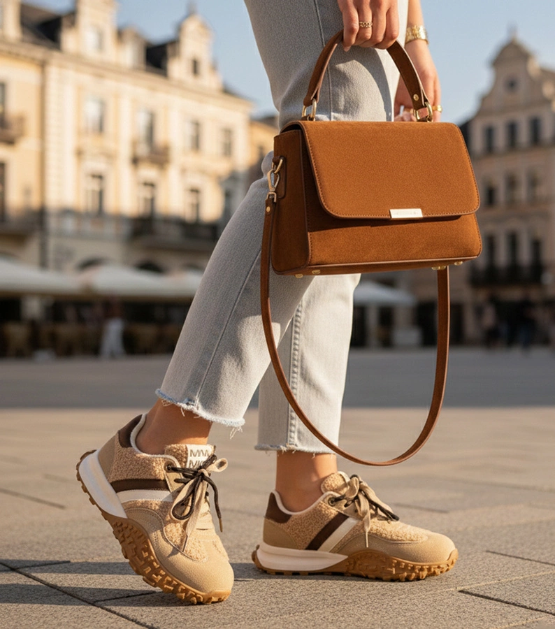 Adidași sport maro îmblăniți cu blăniță Sanna