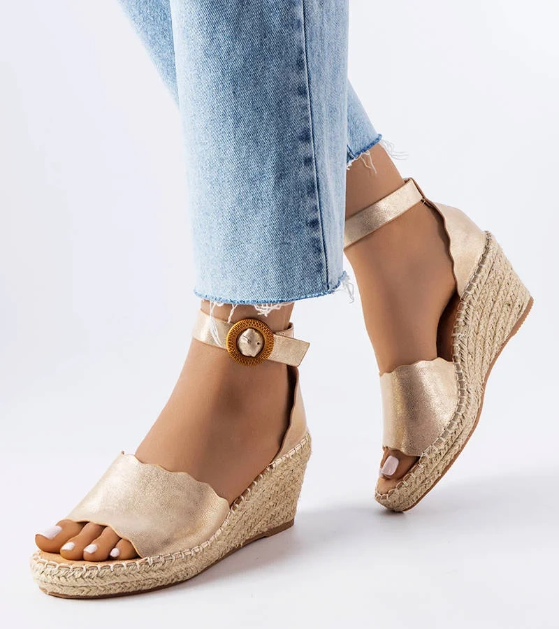 Turcotte espadrile aurii pe tocuri Turcotte