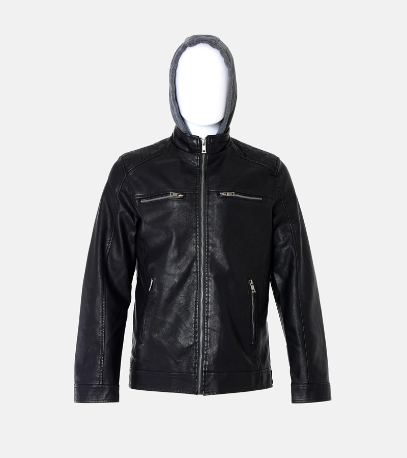 Geaca neagră cu glugă pentru bărbați Martines