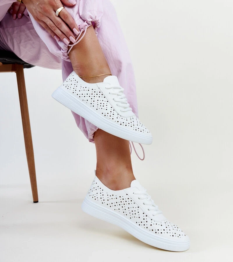 Teniși albi perforați Manoek