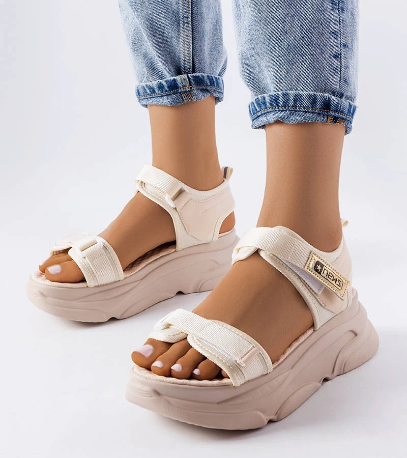 Sandale sport cu platformă bej Tampa