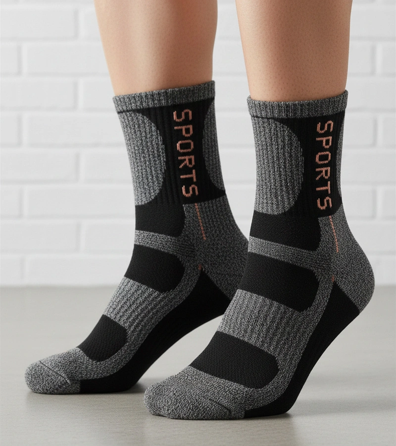 Șosete călduroase gri de damă cu accent roz Siera