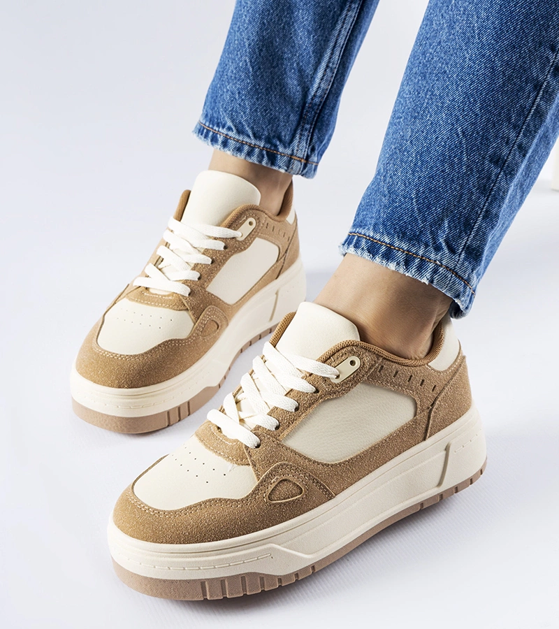Sneakers bej cu alb pe platformă Pomona