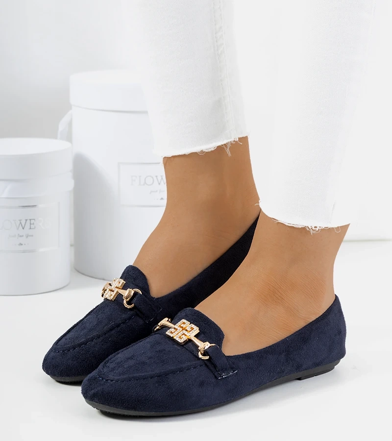 Mocasini albastru marin cu cataramă Cardoso