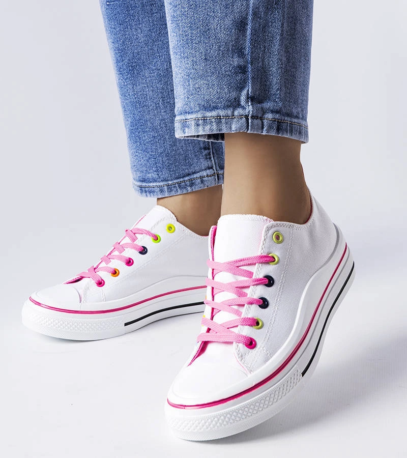 Pantofi de sport cu platformă albă și roz Bois