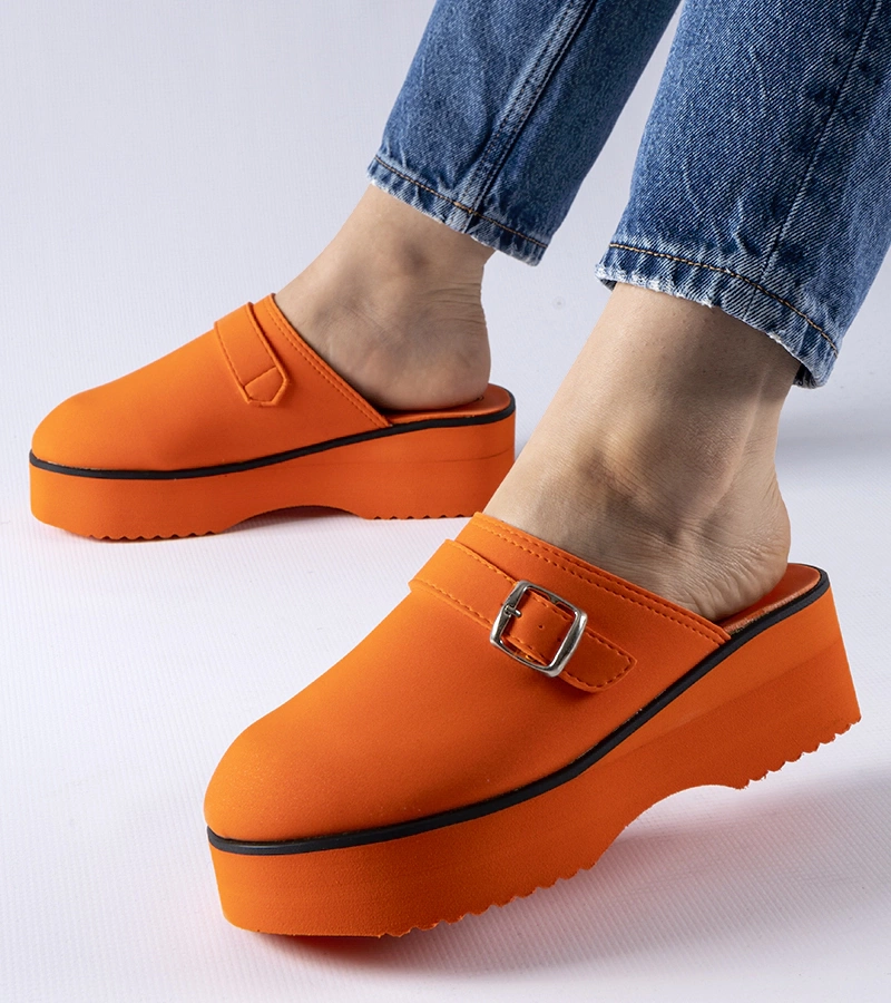 Șlapi cu toc înalt 90-1691 ORANGE