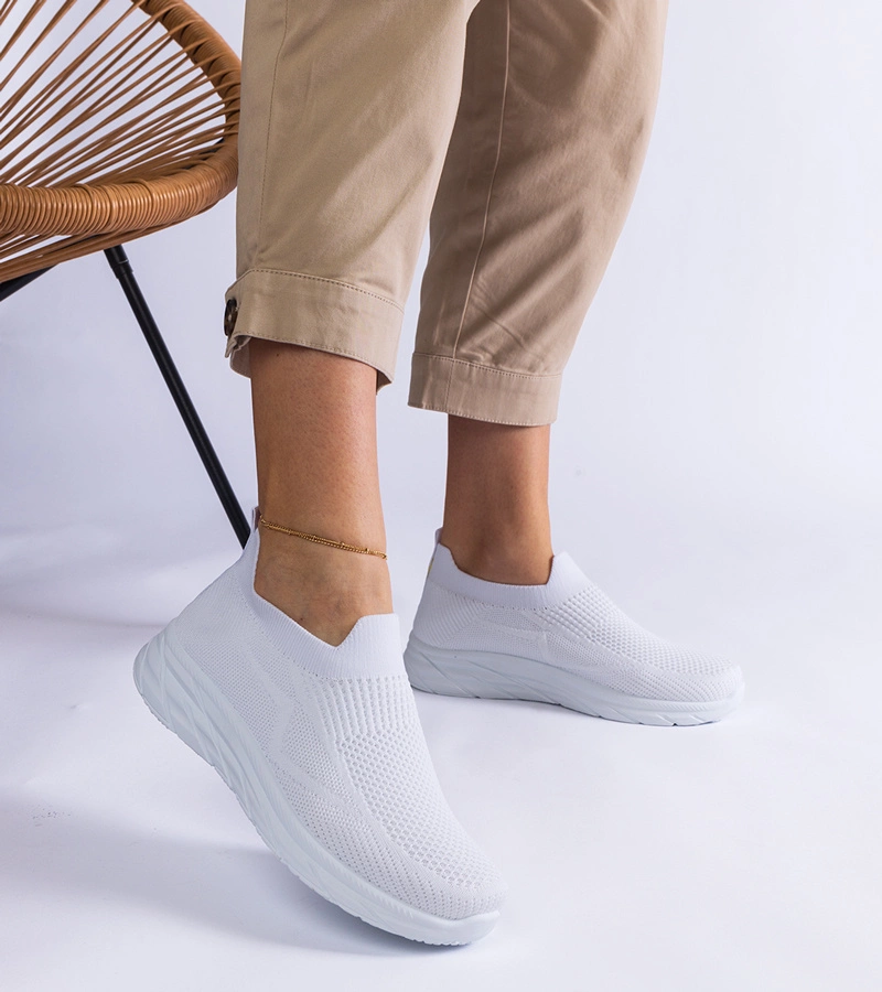 Pantofi sport albi fără șireturi Aquilina