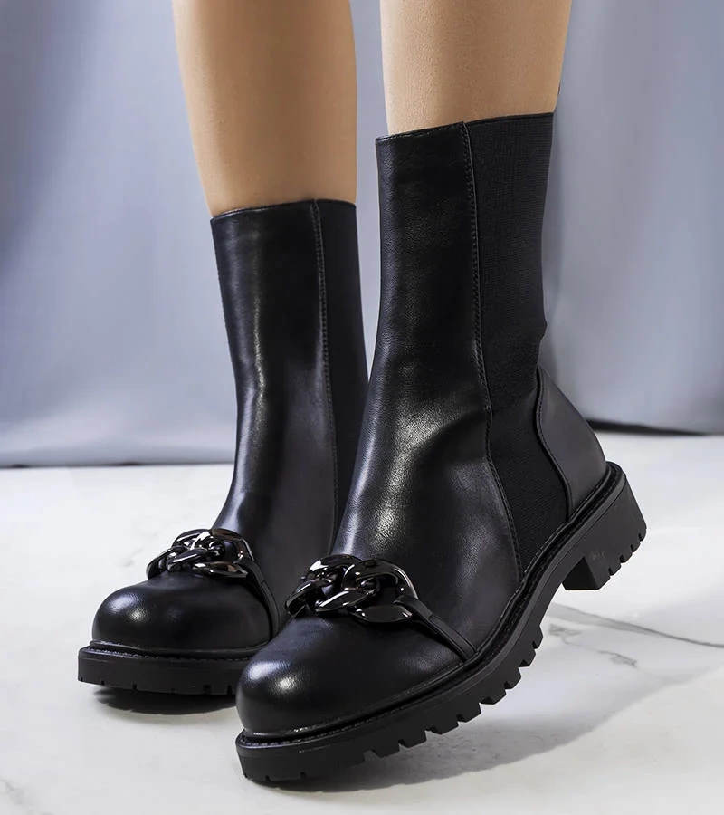 Cizme cu lanțuri Tubre negre