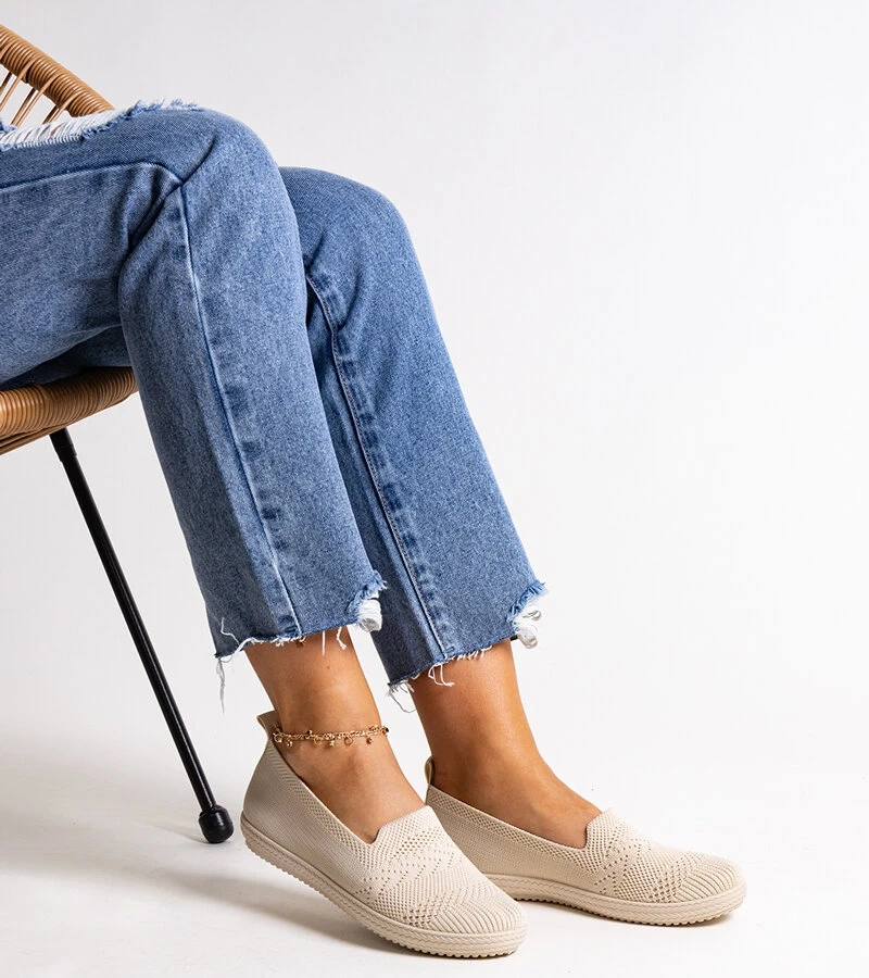 Teniși de țesătură bej, glisabili, Shadhi