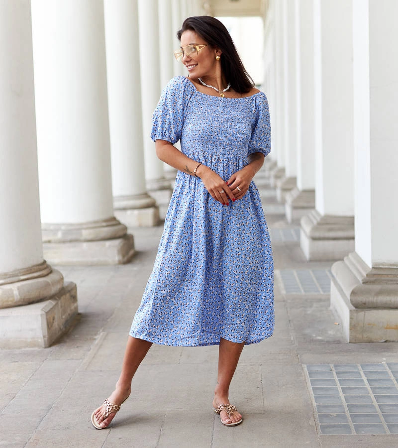 Rochie midi cu flori albastre de Castiglione