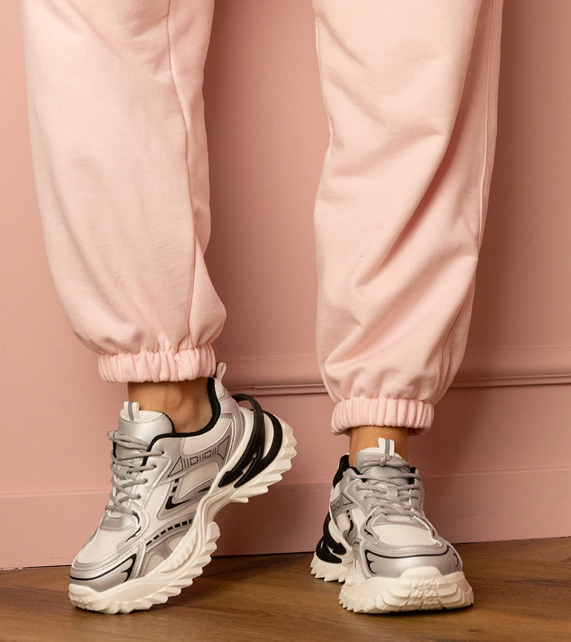 Adidași sportivi argintii cu talpă groasă Lirana