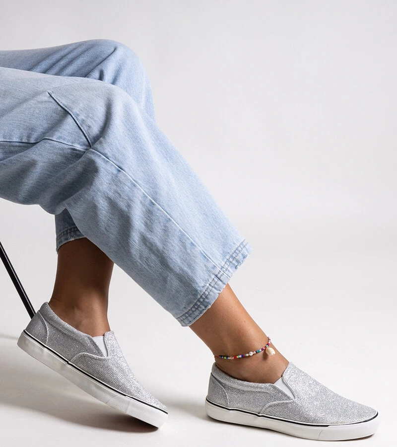 Pantofi de tenis strălucitori de argint Lublubah
