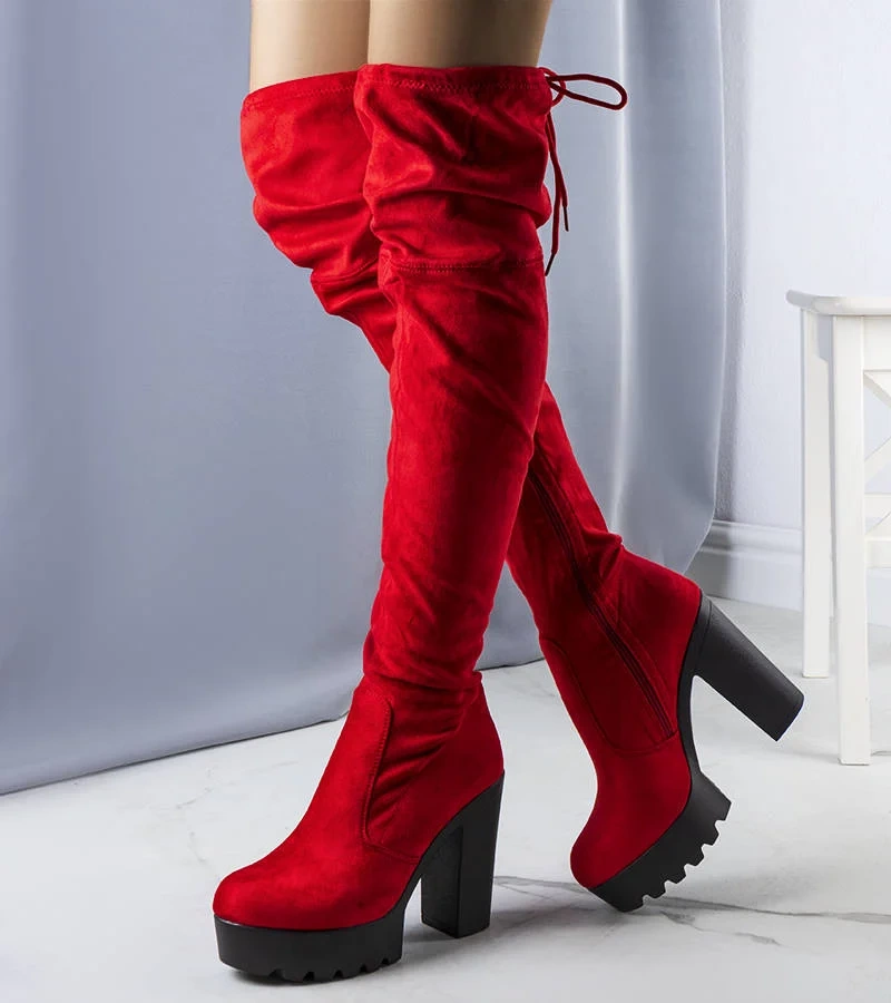 Cizme Westley din piele de căprioară roșie