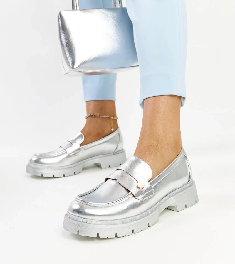 Mocasini de argint din piele eco Mladenka